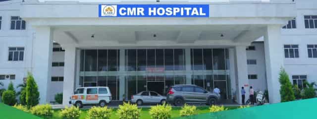 Front entrance of CMR Hospital, the 900-bed teaching hospital of CMR Institute of Medical Sciences at Kandlakoya, Medchal, Hyderabad