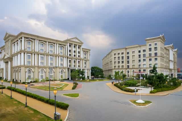 Aerial view of the CDSIMER medical college and hospital buildings, Harohalli, Bengaluru South