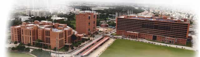 Aerial view of PES University Electronic City campus with the PES University Hospital block, Bengaluru
