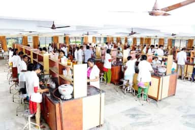 MBBS students at work benches in the Biochemistry practical laboratory at ACS Medical College and Hospital, Chennai