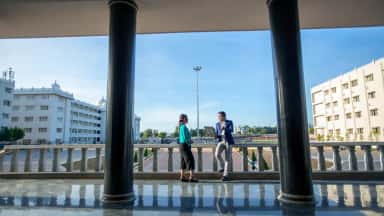 Campus panorama of Akash Institute of Medical Sciences from the colonnade, Devanahalli
