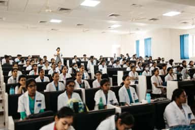MBBS students attending a lecture at Akash Institute of Medical Sciences, Devanahalli
