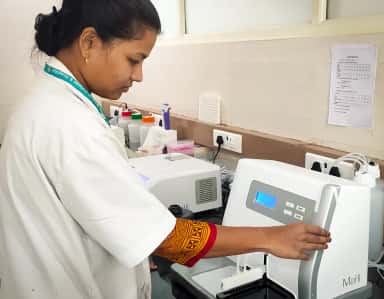 Microbiology laboratory at Arunai Medical College and Hospital