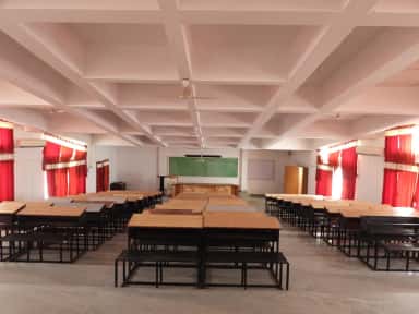 Lecture and demonstration hall with benches at Basaveswara Medical College, Chitradurga