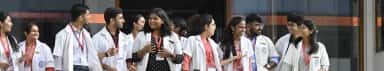 MBBS students of BGS Global Institute of Medical Sciences outside the academic block