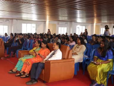 Students and faculty seated in the auditorium during the 2024 cultural programme at Bhaarat Medical College & Hospital, Chennai