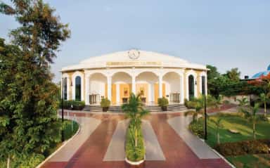 Domed colonnade pavilion building on the Chettinad Health City campus, Kelambakkam