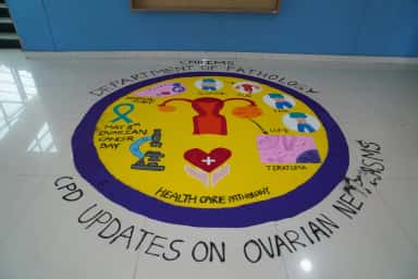 Floor art reading CMRIMS Department of Pathology made for a CPD programme on ovarian neoplasms