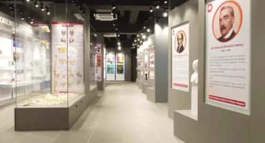 Forensic Medicine museum gallery with exhibits and information panels at Datta Meghe Medical College, Nagpur