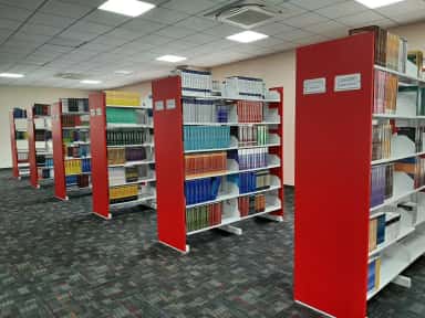 Book stacks inside the CDSIMER Central Library