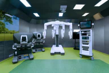 Da Vinci Xi robotic surgery system installed at the Dr. D. Y. Patil Medical College teaching hospital, Pimpri