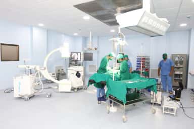 A modular operation theatre with C-arm imaging equipment at Dr. N. D. Desai Hospital, Nadiad