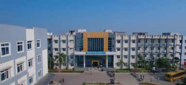 Aerial view of Dr. Patnam Mahender Reddy General Hospital, the teaching hospital at Chevella, with its signage visible