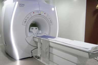 MRI scanner in the radiology department at GCS Hospital, GCS Medical College, Ahmedabad