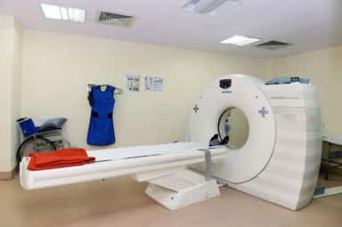 CT scanner in the radiology department at GCS Hospital, GCS Medical College, Ahmedabad