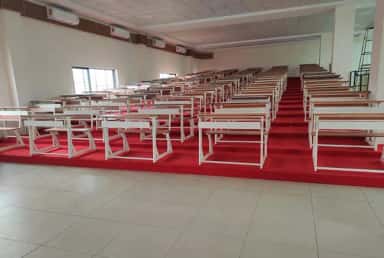 Tiered gallery-type lecture theatre with benches at KLE JGMM Medical College, Hubballi