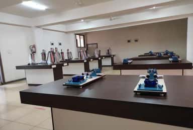 Physiology laboratory benches with instruments at KLE JGMM Medical College, Hubballi