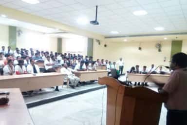 Tiered lecture hall with students at Karpaga Vinayaga Institute of Medical Sciences