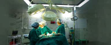 Operating theatre in use at Kasturba Hospital, Manipal