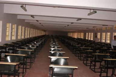 Examination hall with rows of desks at KIMS Bangalore