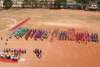 Aerial view of the KVG Medical College sports ground during the annual sports meet