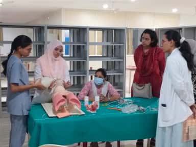 Obstetric simulation models being used for training at the Mahadevappa Rampure Medical College skill lab