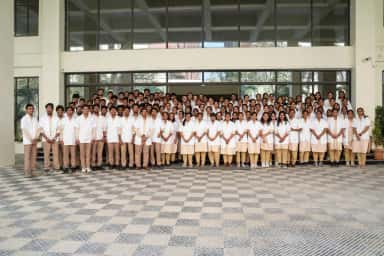 MBBS batch assembled in front of the college block at Mamata Academy of Medical Sciences, Bachupally