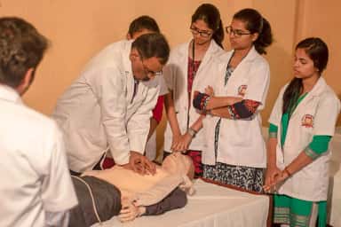 Clinical skill-lab CPR training session at MVJ Medical College, Bengaluru