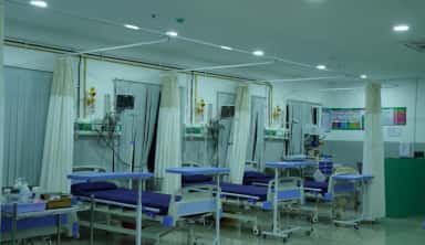 Intensive care unit beds at the attached Neelima Hospitals teaching hospital, Ghatkesar