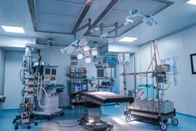 Operation theatre and intensive-care equipment at the Parul Sevashram Hospital teaching block, Vadodara