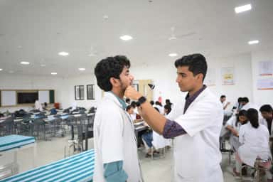 MBBS students practising clinical examination on each other at PESU IMSR