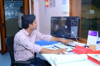 Radiology imaging console room at HSK Hospital, S. Nijalingappa Medical College Bagalkot