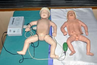 Neonatal resuscitation training manikins in the Simulation Centre at S. Nijalingappa Medical College
