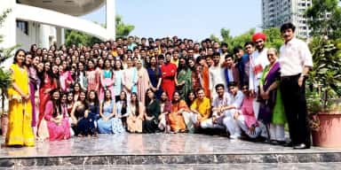 Students and faculty at a campus event at SAL Institute of Medical Sciences, Ahmedabad
