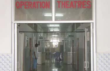 Operation Theatres entrance at the Shadan Institute of Medical Sciences teaching hospital