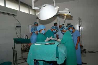 Surgical team at work in an operation theatre of Shadan Institute of Medical Sciences teaching hospital
