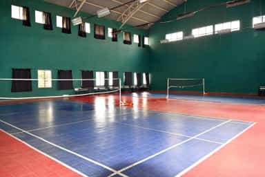 Indoor stadium with badminton courts at SR Patil Medical College