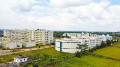 Aerial view of the Sri Siddhartha Institute of Medical Sciences & Research Centre campus at T Begur with the SSIMS hospital block