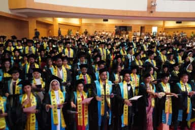 Graduates at a St. John's Medical College convocation ceremony in the campus auditorium
