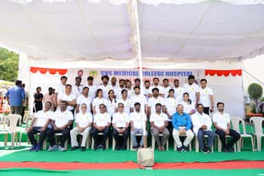 Doctors and staff of SVS Medical College Hospital at a World Arthritis Day awareness event on campus