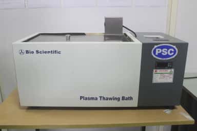 Plasma thawing bath equipment in the blood bank at Tagore Medical College and Hospital