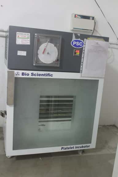 Platelet incubator unit in the blood bank at Tagore Medical College and Hospital