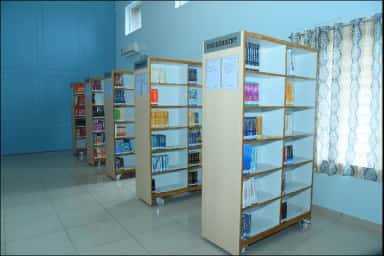 Book stacks in the central library of VELS Medical College & Hospital