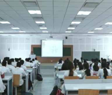 Lecture hall with MBBS students at Vydehi Institute of Medical Sciences, Bangalore