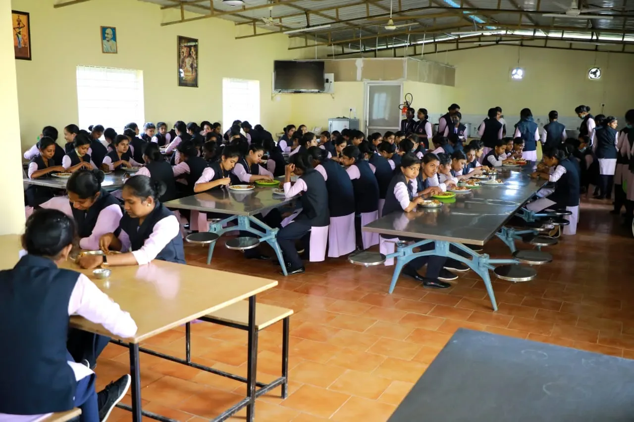 Students seated in the college canteen — Shubham College of Nursing
