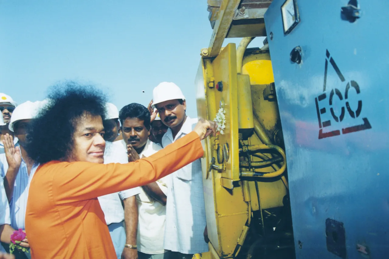 Swami Operating the Tower Crane — Sri Sathya Sai Institute of Higher Medical Sciences College of Nursing