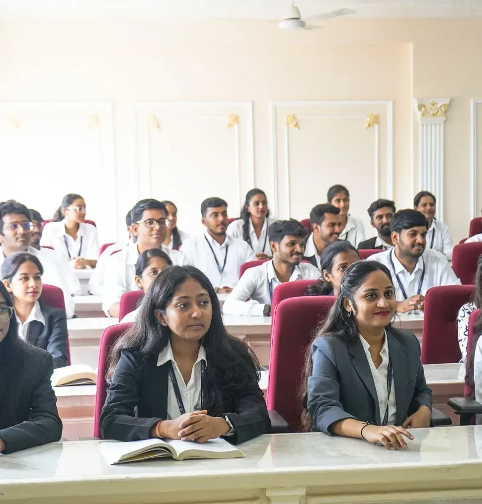 Students in a lecture hall at Sapthagiri Institute of Medical Sciences, Bengaluru