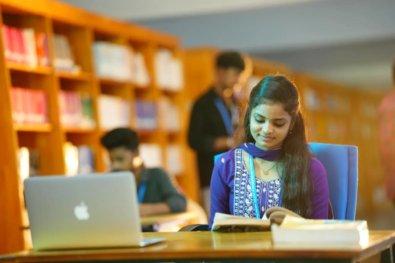 A student reading in the SVPP central library — Sri Venkatesa Perumal College of Engineering and Technology