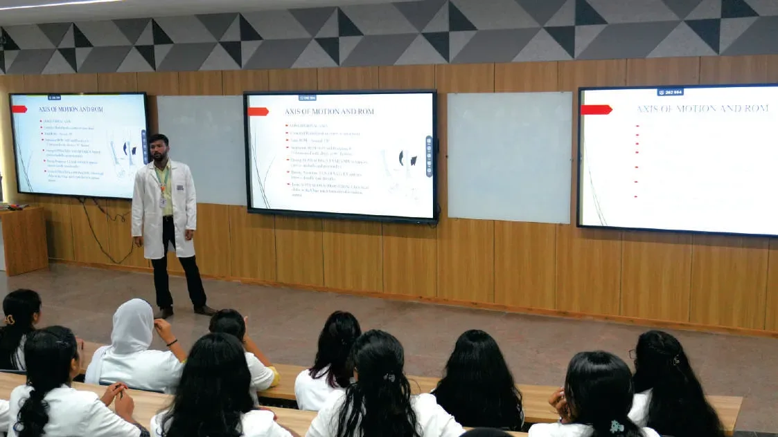 Multi-screen smart classroom during an anatomy lecture at BGS Medical College and Hospital