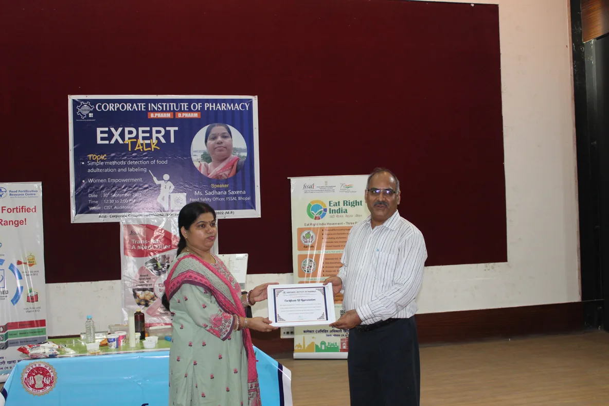Guest lecture of Sadhana saxena — Corporate Institute of Pharmacy
